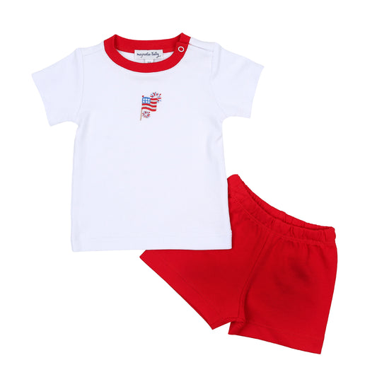 Red, White and Blue! Emb Short Set