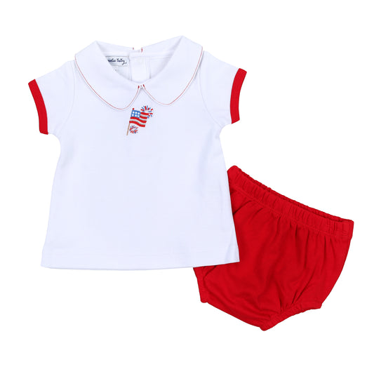 Red, White and Blue! Emb Collared Boy Diaper Cover Set