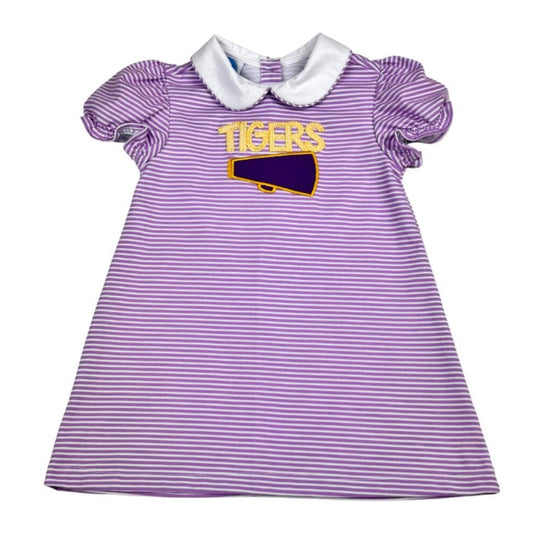 Tigers Applique Purple Knit Stripe Dress