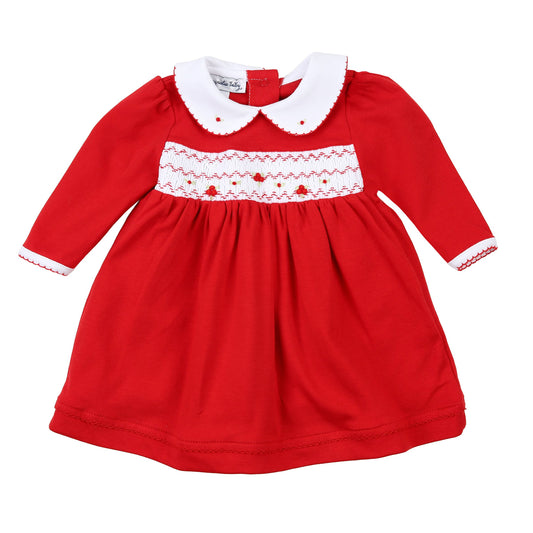 Clara and Colton Red Smocked L/S Dress