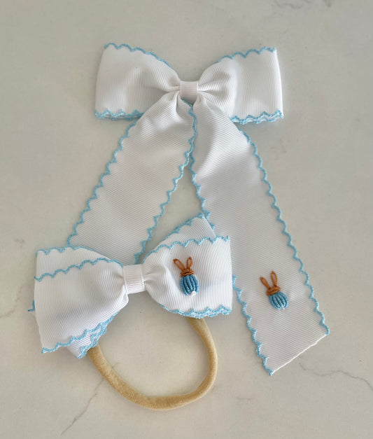 Moonstitch Bunny Hand Embroidered Bow