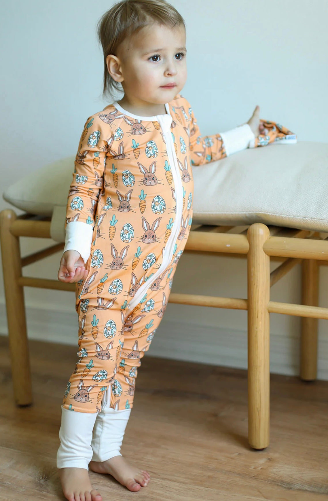 Orange Bunny Double Zipper Bamboo Sleeper