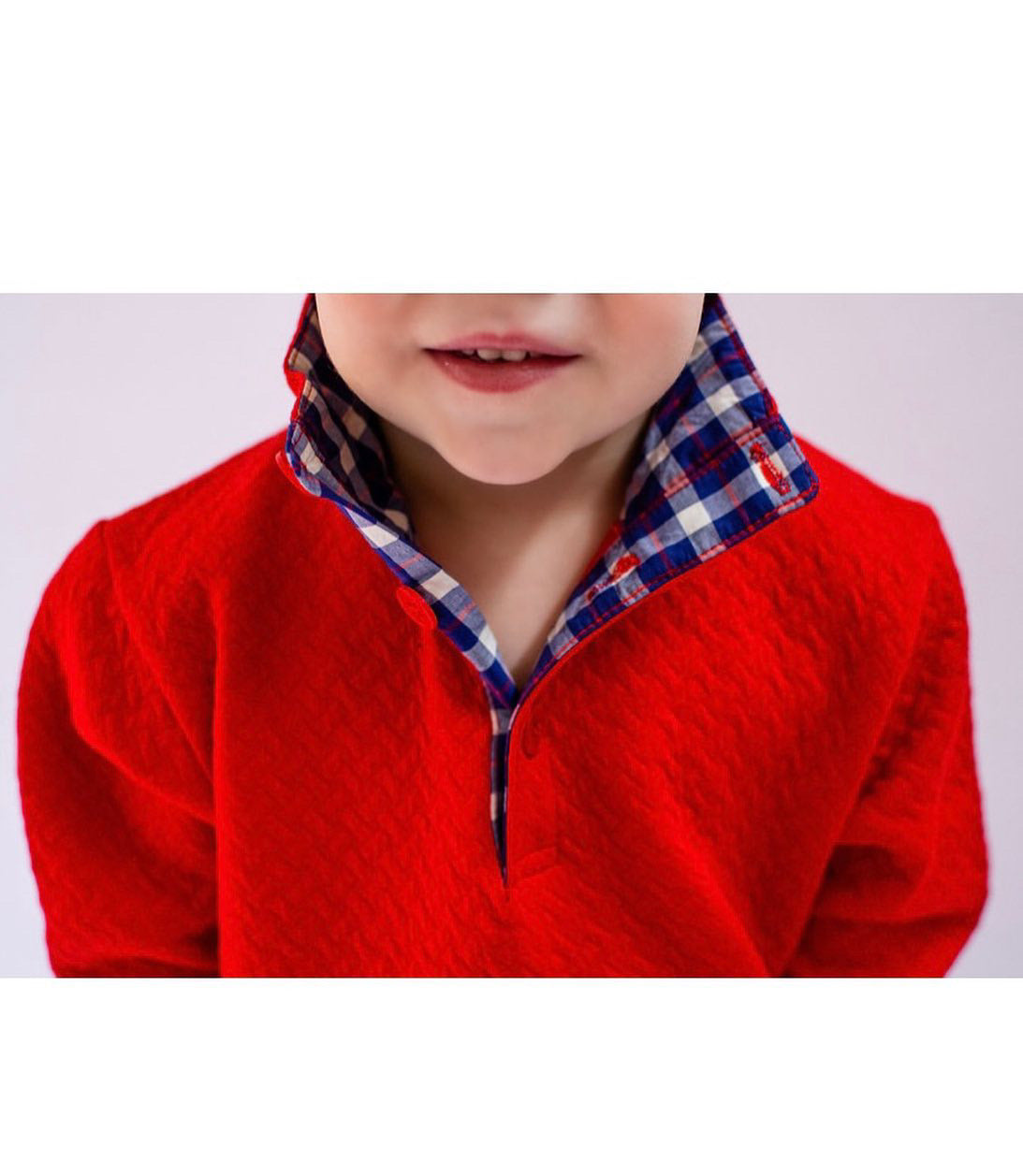 Red Quilted Pima Boys Pullover