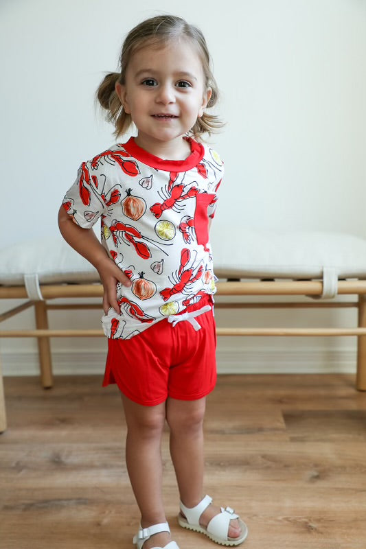 Crawfish Bamboo Varsity Short Set - T-shirt & Shorts