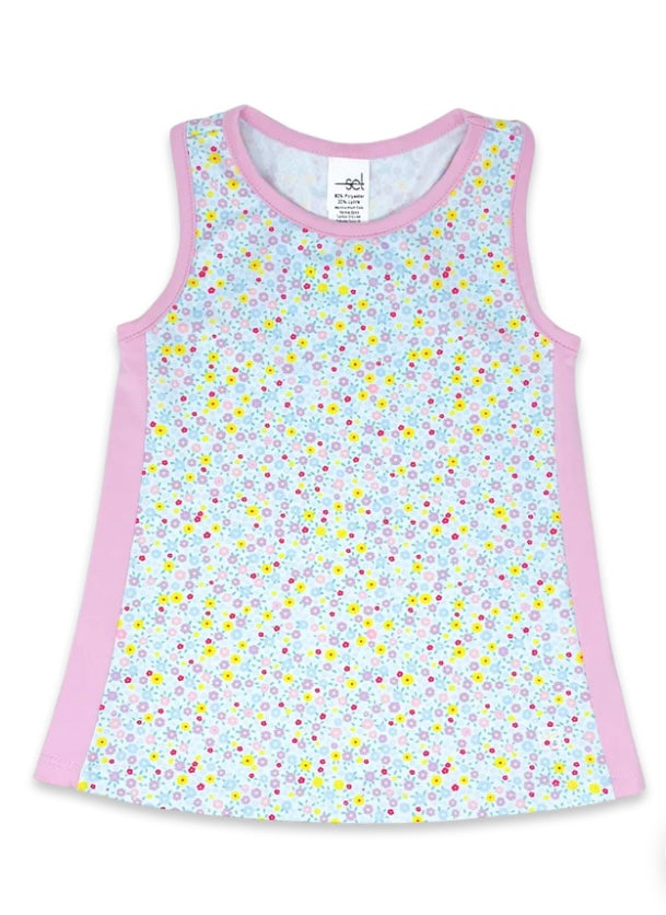 Riley Tank - Itsy Bitsy Floral, Cotton Candy Pink