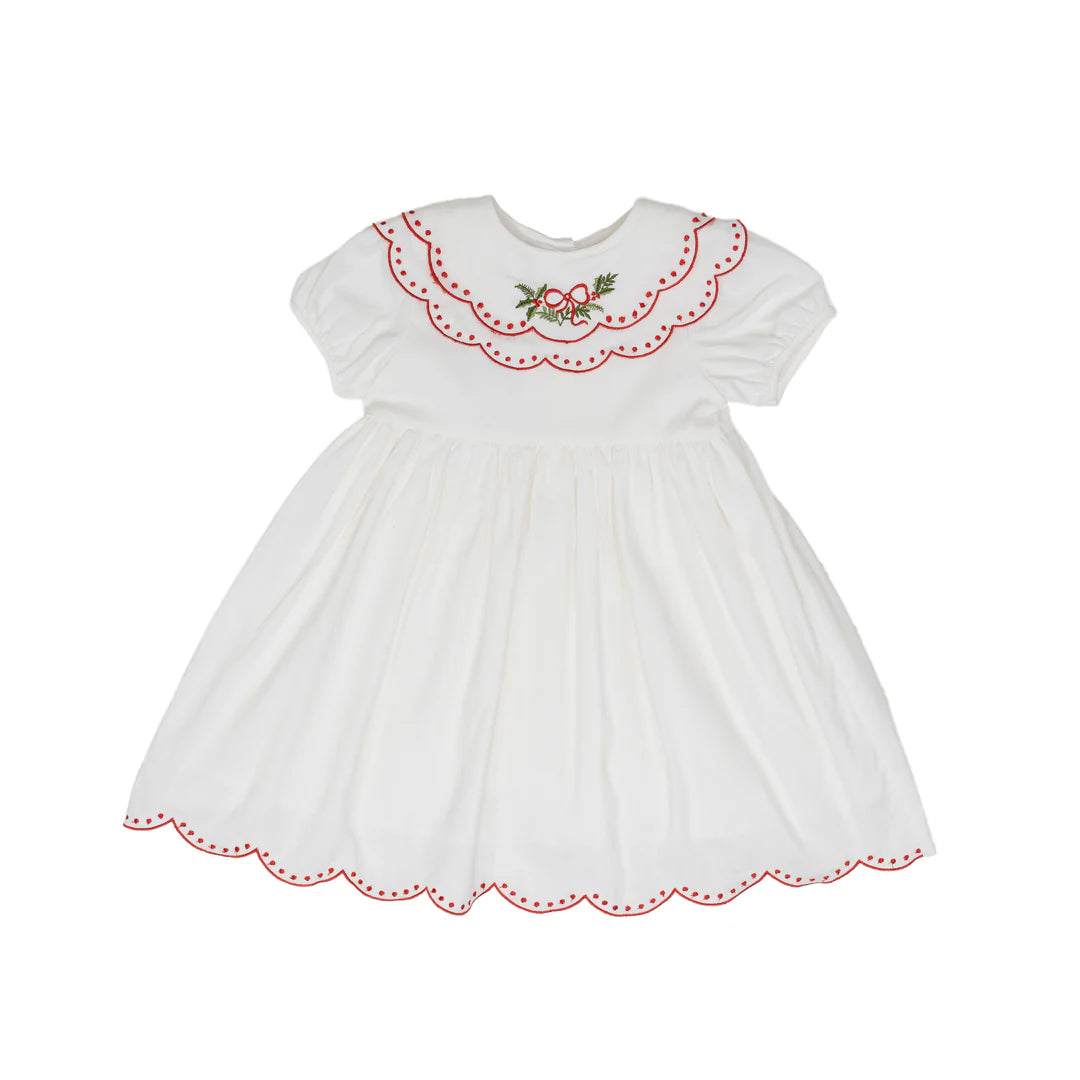 Collette White Holly Wreath Dress