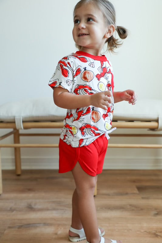 Crawfish Bamboo Varsity Short Set - T-shirt & Shorts