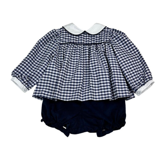 Navy Gingham Bloomer Set