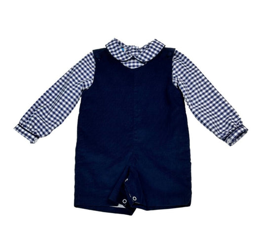 Navy Jon Jon with Gingham Shirt