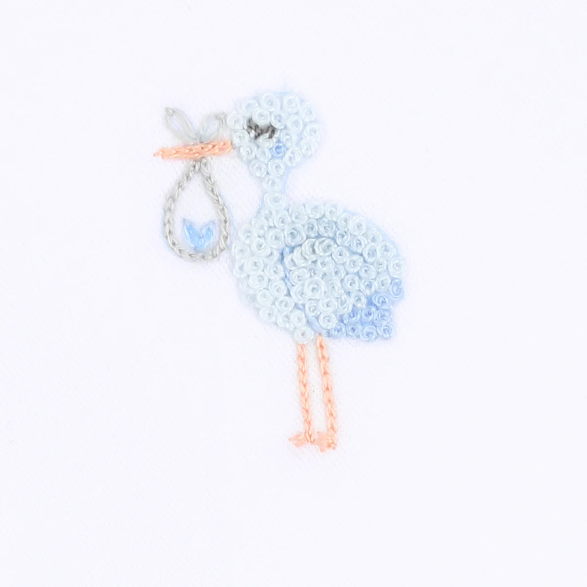 Magnolia Baby Tiny Stork Embroidered Footie - Blue