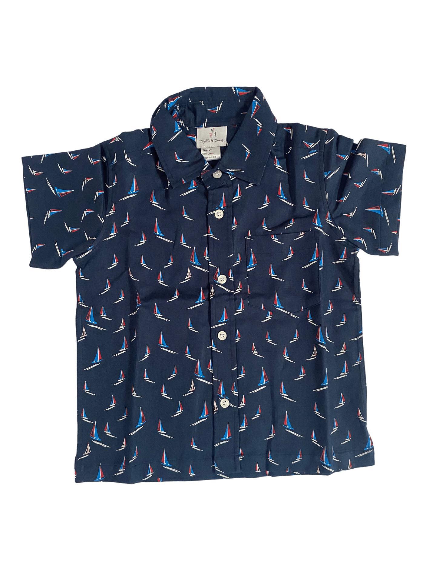 Boys Sail Away Button Down