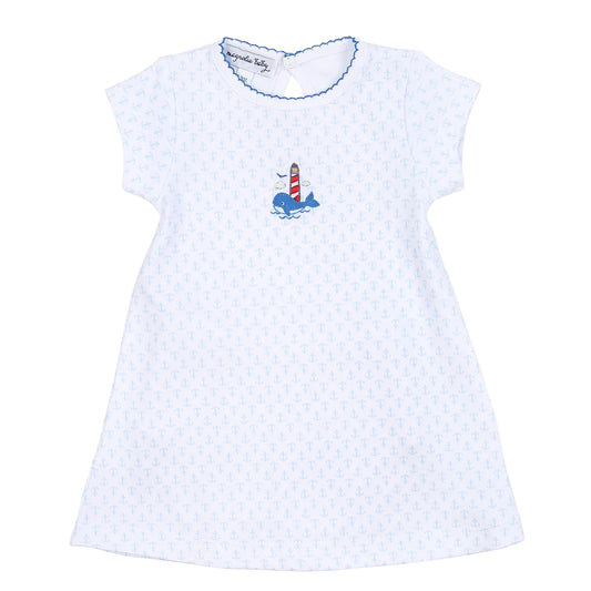 Magnolia Baby Call of the Sea Blue Embroidered Short Sleeve Dress Set