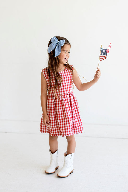 Clara Tie-back Dress Red Gingham