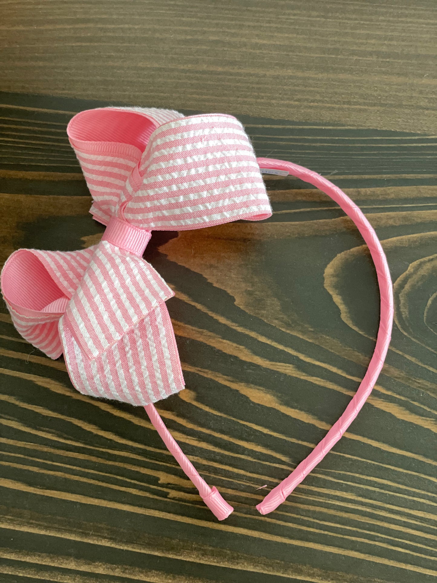 Wee Ones Medium Seersucker Bow Headband