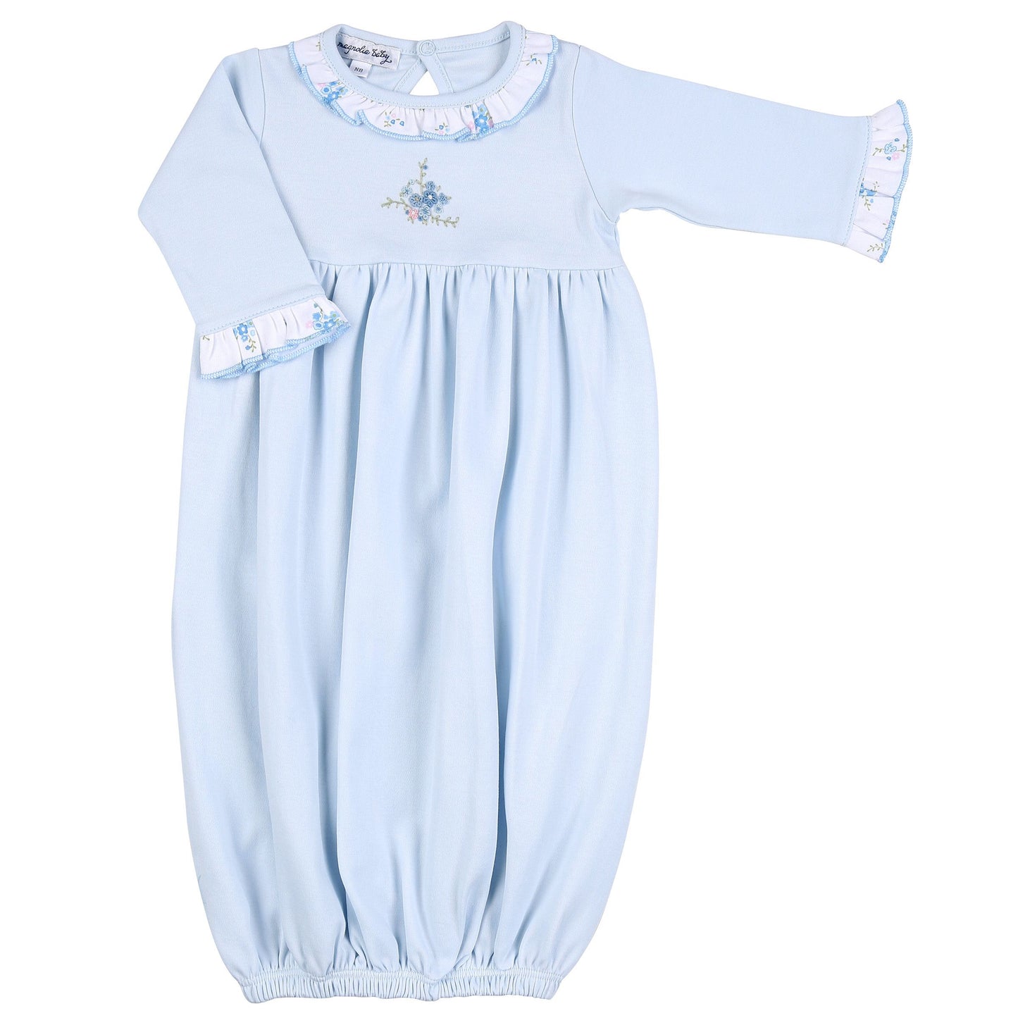 Magnolia Baby Samantha’s Classic Embroidered Ruffle Gathered Gown