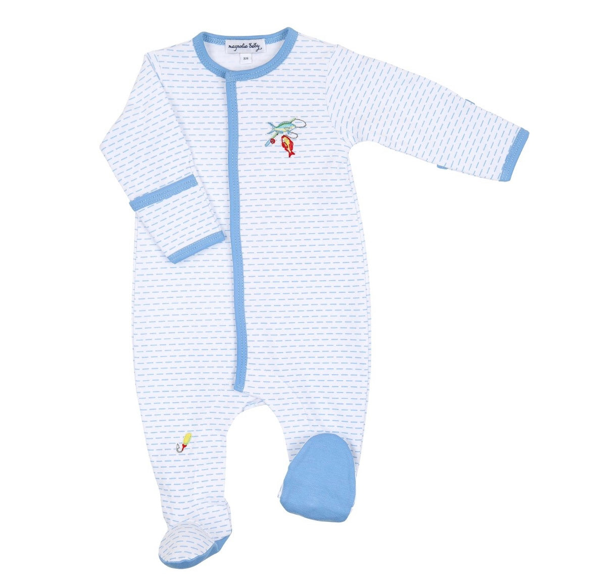 Magnolia Baby Fishing All Day Embroidered Footie